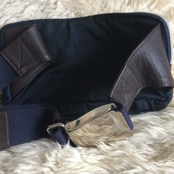 orobianco Waist pouch Body Bag navy brown nylon leather NEW